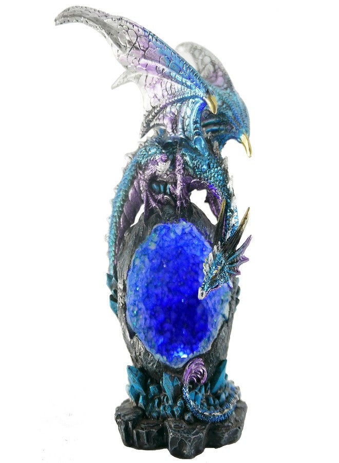 JORAE Dragon Statue On Sparkling Faux Crystal Cave Light Up Color Changing LED Collectible Dragon Figurine Home Décor (Blue), 8.5" H - Image 3